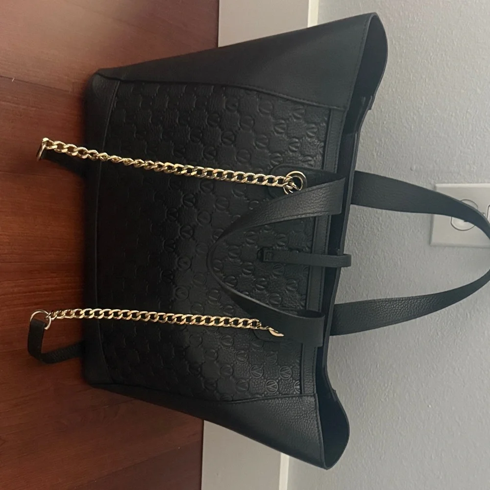 Valentino By Mario Valentino Black Tote with Gold Chain - Picture 4 of 7